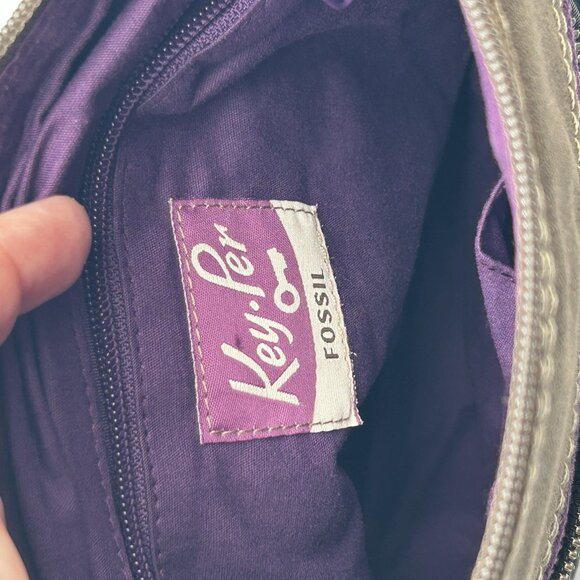 VTG FOSSIL Key-Per ZB4422 Quilted Floral Crossbody Bag Canvas Trim 10" - Picture 8 of 16